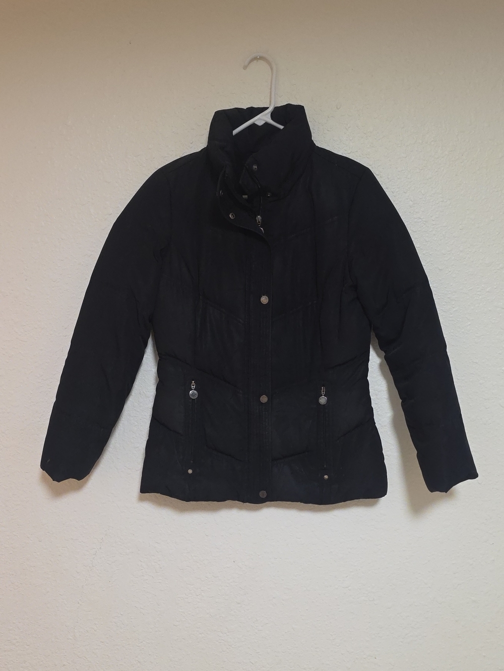 Calvin Klein Black Quilted Puffer Jacket with Stand Collar